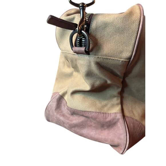 Saari Duffle Bag Madras Weekend Luggage Gym Military Green Brown Canvas Leather - Picture 6 of 12